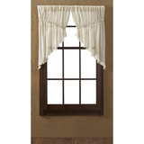 Tobacco Cloth Natural Fringed Prairie Swag Curtains-Lange General Store