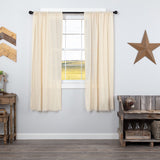 Tobacco Cloth Natural Fringed Short Panel Curtains-Lange General Store