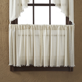 Tobacco Cloth Natural Fringed Tier Curtains 24"-Lange General Store