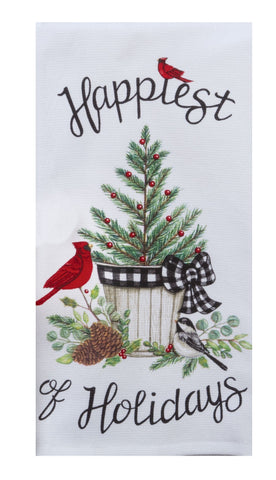 Winter Cardinal Happiest Holidays Terry Towel-Lange General Store