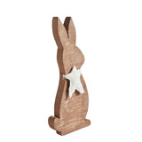 Wooden Bunny with Prim Burlap Star-Lange General Store