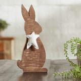 Wooden Bunny with Prim Burlap Star-Lange General Store