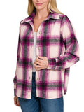 Yarn Dyed Plaid Shacket - Magenta-Lange General Store