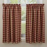 Yorktown Burgundy Buffalo Check Tier Curtains-Lange General Store