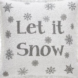 Yuletide Burlap Antique White Snowflake Let It Snow Pillow-Lange General Store