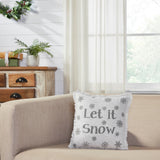 Yuletide Burlap Antique White Snowflake Let It Snow Pillow-Lange General Store