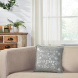 Yuletide Burlap Dove Grey Snowflake Kisses Pillow-Lange General Store