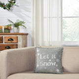 Yuletide Burlap Dove Grey Snowflake Let It Snow Pillow-Lange General Store