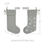 Yuletide Burlap Dove Grey Snowflake Stocking-Lange General Store