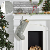 Yuletide Burlap Dove Grey Snowflake Stocking-Lange General Store