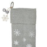 Yuletide Burlap Dove Grey Snowflake Stocking-Lange General Store